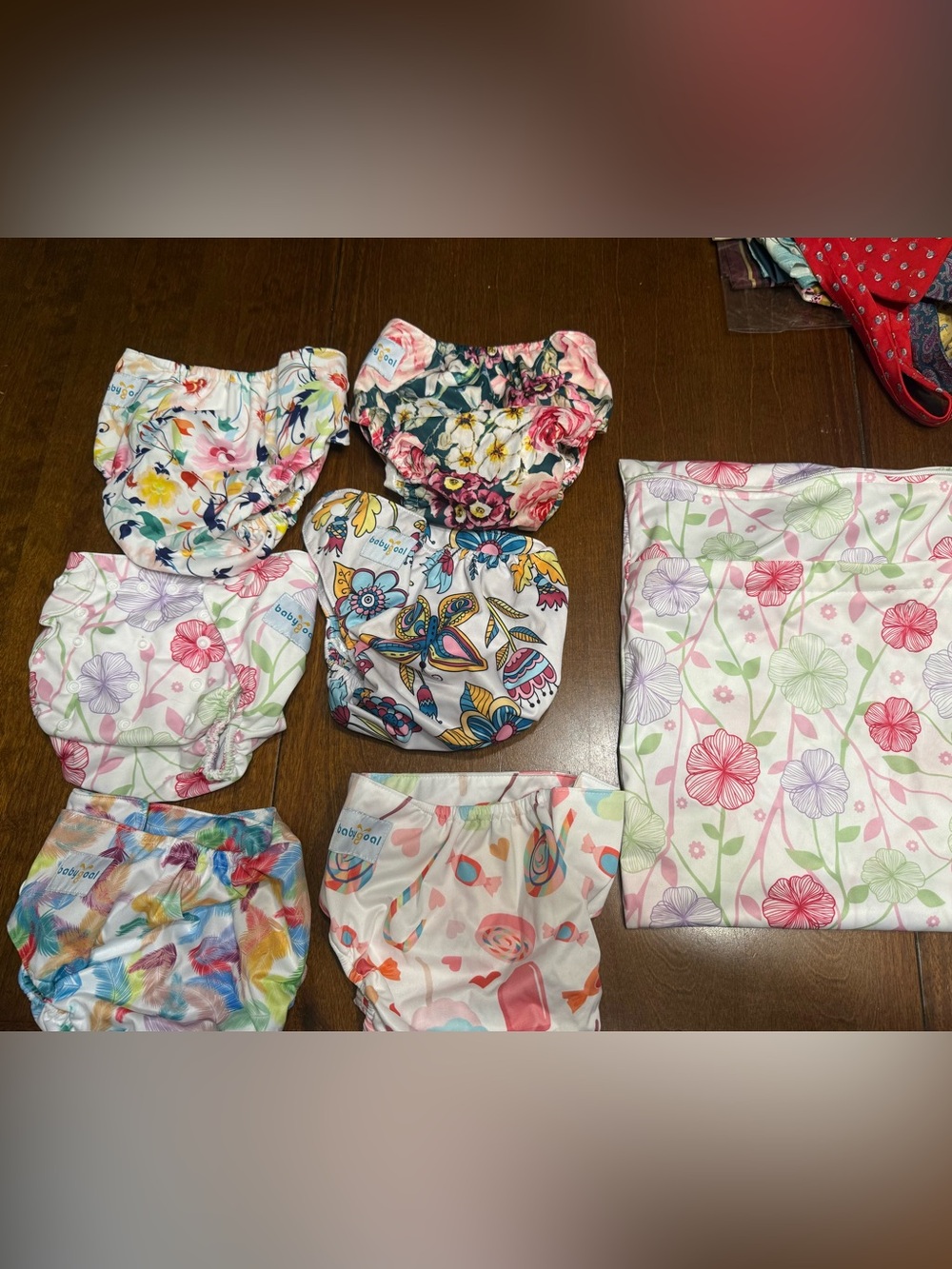 Babygoal Cloth Diapers Set of 6 Reusable Covers Matching Bag Floral Butterfly